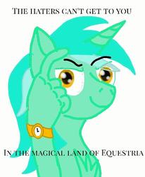 Size: 411x500 | Tagged: safe, artist:m0nster-c00kie, lyra heartstrings, unicorn, anthro, g4, 30 minute art challenge, female, fingers, hand, mare, needs more jpeg, roll safe, simple background, solo, text, watch, white background, wristwatch