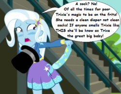 Size: 517x404 | Tagged: safe, edit, edited screencap, screencap, trixie, equestria girls, g4, cropped, female, hat, implied diaper fetish, sock, solo, top hat