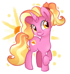 Size: 800x847 | Tagged: safe, artist:theluckyangel, luster dawn, pony, unicorn, g4, the last problem, cute, female, mare, ponytail, raised hoof, simple background, smiling, solo, transparent background, white outline