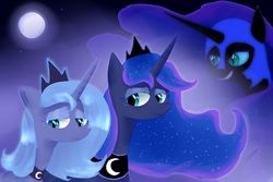 Size: 1280x854 | Tagged: safe, artist:moskowizki, nightmare moon, princess luna, alicorn, pony, g4, female, lunar trinity, mare, s1 luna