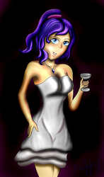 Size: 760x1291 | Tagged: safe, artist:kierwiny, rarity, human, g4, clothes, dress, female, glass, humanized, solo, wine glass