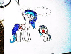Size: 640x480 | Tagged: safe, artist:officialvinylscratchfan, dj pon-3, vinyl scratch, oc, oc:musical play, pony, g4, baby, base used, crying, female, foal, mom and filly base, siblings, sisters