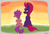 Size: 1703x1151 | Tagged: safe, artist:northernlightsone, scootaloo, tempest shadow, pegasus, pony, unicorn, g4, broken horn, duo, female, filly, horn, mare, scootaloo can't fly