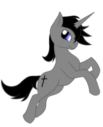 Size: 806x992 | Tagged: safe, artist:ruchiyoto, oc, oc only, oc:black cross, pony, unicorn, base used, cute, cutie mark, edgy, male, simple background, smiling, solo, stallion, transparent background