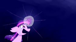 Size: 1800x1000 | Tagged: safe, artist:theluckyangel, twilight sparkle, pony, g4, crying, female, glowing horn, horn, mare, solo