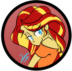 Size: 723x713 | Tagged: safe, artist:vreshkashowers, sunset shimmer, equestria girls, g4, adorasexy, bedroom eyes, bust, clothes, colored pupils, cute, eye clipping through hair, female, off shoulder, sexy, shimmerbetes, solo