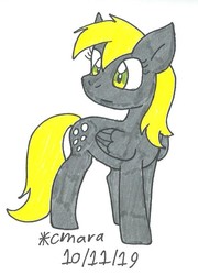 Size: 628x872 | Tagged: safe, artist:cmara, derpy hooves, pegasus, pony, g4, female, mare, simple background, solo, traditional art, white background