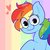 Size: 1200x1200 | Tagged: safe, artist:mochiifuwa, rainbow dash, pony, g4, cute, dashabetes, female, heart, mare, rainbow background, solo