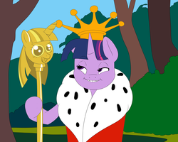 Size: 5000x4000 | Tagged: safe, artist:victoreach, twilight sparkle, pony, g4, absurd resolution, bucktooth, bugs bunny, crown, faic, female, hoof hold, jewelry, looney tunes, male, mantle, regalia, scepter, solo, twilight scepter