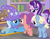 Size: 840x661 | Tagged: safe, screencap, starlight glimmer, strawberry swing, trixie, water spout, earth pony, pegasus, pony, unicorn, g4, my little pony: friendship is magic, the ending of the end, butt, colt, cropped, female, filly, friendship student, helping, male, plot, school of friendship