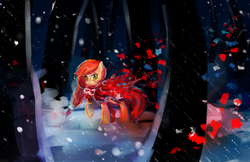 Size: 1224x792 | Tagged: safe, artist:aquagalaxy, oc, oc only, pony, commission, forest, snow, snowfall, walking