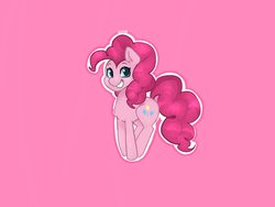 Size: 2048x1536 | Tagged: safe, artist:siripim111, pinkie pie, earth pony, pony, g4, chest fluff, cute, diapinkes, ear fluff, female, pink background, simple background, smiling, solo