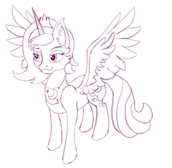 Size: 793x773 | Tagged: safe, artist:mitya1260, princess luna, alicorn, pony, g4, :3, s1 luna, sketch, spread wings, wings