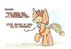 Size: 1600x1100 | Tagged: safe, artist:heir-of-rick, applejack, earth pony, pony, g4, the last problem, applejack's hat, braided tail, clothes, cowboy hat, dialogue, ear fluff, female, freckles, granny smith's shawl, hat, impossibly large ears, mare, motivational, older, older applejack, raised hoof, solo