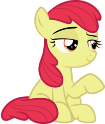 Size: 3000x3556 | Tagged: safe, artist:sollace, edit, editor:slayerbvc, vector edit, apple bloom, earth pony, pony, g4, where the apple lies, .svg available, accessory-less edit, female, filly, high res, missing accessory, raised eyebrow, show accurate, simple background, sitting, smug, solo, transparent background, vector