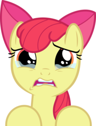 Size: 1509x1971 | Tagged: safe, artist:phucknuckl, apple bloom, earth pony, pony, g4, the last crusade, crying, female, filly, sad, simple background, solo, transparent background, vector