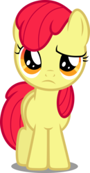 Size: 2667x5130 | Tagged: safe, artist:dashiesparkle edit, edit, editor:slayerbvc, vector edit, apple bloom, earth pony, pony, the show stoppers, accessory-less edit, confused, female, filly, missing accessory, simple background, solo, transparent background, vector