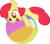 Size: 5779x5103 | Tagged: safe, artist:abion47, edit, editor:slayerbvc, vector edit, apple bloom, earth pony, pony, g4, pinkie apple pie, absurd resolution, accessory-less edit, adorabloom, beach ball, cute, female, filly, missing accessory, simple background, solo, transparent background, vector