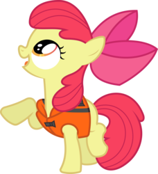 Size: 4000x4380 | Tagged: safe, artist:dasprid, apple bloom, earth pony, pony, g4, pinkie apple pie, female, filly, lifejacket, looking up, simple background, solo, transparent background, vector