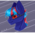 Size: 2000x1877 | Tagged: safe, artist:ilona furry, oc, oc:hellfire, pony, alternate hairstyle, blue fur, bust, colt, foal, future, implied pegasus, male, red eyes, techology, visor