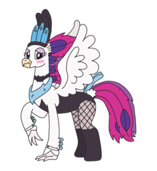 Size: 1806x1964 | Tagged: safe, artist:supahdonarudo, derpibooru exclusive, edit, queen novo, classical hippogriff, hippogriff, g4, my little pony: the movie, blushing, bowtie, bunnovo, bunny ears, bunny suit, clothes, cuffs (clothes), fishnet stockings, simple background, transparent background