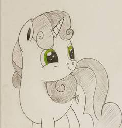 Size: 874x914 | Tagged: safe, artist:polar_storm, sweetie belle, pony, unicorn, g4, female, filly, mare, simple background, sketch, solo, traditional art, white background