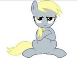 Size: 448x339 | Tagged: source needed, useless source url, safe, derpy hooves, pegasus, pony, g4, angry, crossed hooves, cute, derpy hooves is not amused, simple background, white background