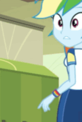 Size: 482x719 | Tagged: safe, screencap, rainbow dash, equestria girls, g4, my little pony equestria girls: choose your own ending, sock it to me, animated, ass, butt, canterlot high, cropped, cute, dashabetes, female, gif, hallway, lockers, looking back, rainbutt dash, solo