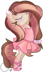 Size: 700x1148 | Tagged: safe, artist:greenmarta, oc, oc only, oc:macaroon burst, pony, arms in the air, ballerina, ballet, ballet slippers, blushing, clothes, en pointe, eyes closed, smiling, solo, tutu