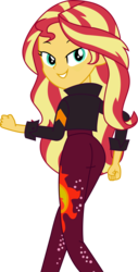 Size: 2279x4496 | Tagged: safe, alternate version, artist:marcorulezzz, sunset shimmer, equestria girls, g4, background removed, clothes, cutie mark on clothes, female, looking at you, looking back, looking back at you, pants, simple background, solo, sweatpants, transparent background