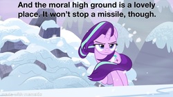 Size: 1200x675 | Tagged: safe, edit, edited screencap, screencap, starlight glimmer, g4, the ending of the end, caption, image macro, text, the expanse