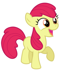 Size: 5146x6038 | Tagged: safe, artist:estories, edit, editor:slayerbvc, vector edit, apple bloom, earth pony, pony, g4, absurd resolution, accessory-less edit, cute, female, filly, missing accessory, open mouth, simple background, smiling, solo, transparent background, vector