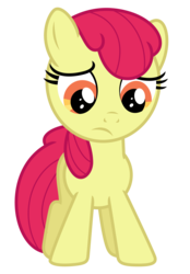 Size: 4016x5782 | Tagged: safe, artist:estories, edit, editor:slayerbvc, vector edit, apple bloom, earth pony, pony, g4, accessory-less edit, female, filly, looking down, missing accessory, simple background, solo, transparent background, vector