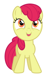 Size: 3793x6162 | Tagged: safe, artist:estories, edit, editor:slayerbvc, vector edit, apple bloom, earth pony, pony, g4, accessory-less edit, cute, female, filly, missing accessory, open mouth, simple background, solo, transparent background, vector
