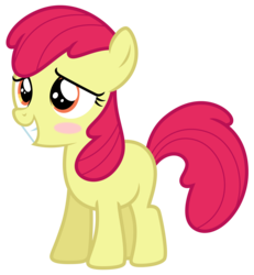 Size: 4669x5063 | Tagged: safe, artist:estories, edit, editor:slayerbvc, vector edit, apple bloom, earth pony, pony, g4, absurd resolution, accessory-less edit, blushing, female, filly, missing accessory, simple background, solo, transparent background, vector