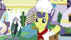 Size: 1920x1080 | Tagged: safe, screencap, stove comet, pony, g4, the ending of the end, chef's hat, hat, male, saddle bag, solo, stallion