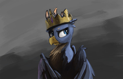 Size: 1620x1040 | Tagged: safe, artist:kam, gallus, griffon, g4, crown, crown of grover, jewelry, king gallus, regalia, simple background, solo, story included, wings