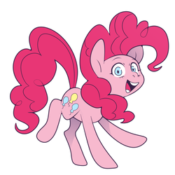 Size: 1000x1000 | Tagged: safe, artist:zubastyypersik, pinkie pie, earth pony, pony, g4, cute, diapinkes, female, looking at you, mare, open mouth, simple background, solo, white background