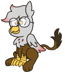 Size: 900x1000 | Tagged: safe, artist:threetwotwo32232, oc, oc only, oc:sparks (griffon), griffon, glasses, griffon oc, male, simple background, solo, transparent background