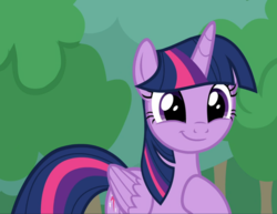 Size: 1216x938 | Tagged: safe, screencap, twilight sparkle, alicorn, pony, g4, the ending of the end, cropped, cute, female, happy, hoof on chest, mare, smiling, solo, tree, twiabetes, twilight sparkle (alicorn)