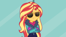 Size: 1164x655 | Tagged: safe, screencap, sunset shimmer, equestria girls, equestria girls specials, g4, my little pony equestria girls: better together, my little pony equestria girls: holidays unwrapped, clothes, female, sunglasses, winter outfit