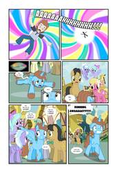 Size: 738x1083 | Tagged: safe, artist:koolfrood, cherry cola, cherry fizzy, cloudchaser, comet tail, doctor whooves, flitter, lily, lily valley, time turner, oc, oc:ian denney, alicorn, human, pony, comic:ian's story, g4