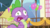 Size: 1334x750 | Tagged: safe, screencap, spike, dragon, g4, balloon, faic, male, open mouth, ponyville, ponyville town hall, solo, sweat