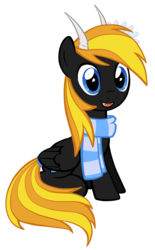 Size: 2288x3683 | Tagged: safe, artist:petraea, oc, oc only, oc:candy corn, dracony, dragon, hybrid, pony, clothes, high res, male, scarf, simple background, solo, transparent background, vector