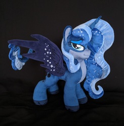 Size: 3036x3102 | Tagged: safe, artist:burgunzik, princess luna, pony, g4, alternate design, colored wings, high res, irl, photo, plushie, solo, wings