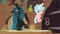 Size: 1920x1080 | Tagged: safe, screencap, cozy glow, queen chrysalis, changeling, pony, g4, the ending of the end