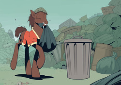 Size: 1000x700 | Tagged: artist needed, safe, oc, pony, garbage pony, trash can