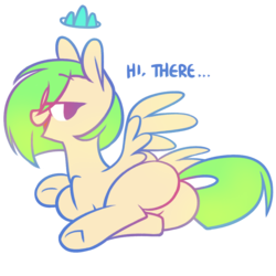 Size: 1000x1000 | Tagged: safe, artist:illiuminc, oc, oc only, oc:illium, pegasus, pony, looking at you, looking back, looking back at you, simple background, solo, text, transparent background