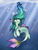 Size: 1024x1365 | Tagged: safe, artist:meggchan, oc, oc only, sea pony, seapony (g4), bubble, crepuscular rays, dorsal fin, female, fin, fin ears, fins, floppy ears, flowing mane, flowing tail, ocean, scales, smiling, solo, sunlight, swimming, tail, underwater