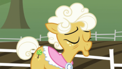 Size: 1920x1080 | Tagged: safe, screencap, goldie delicious, pony, g4, going to seed, female, fence, solo